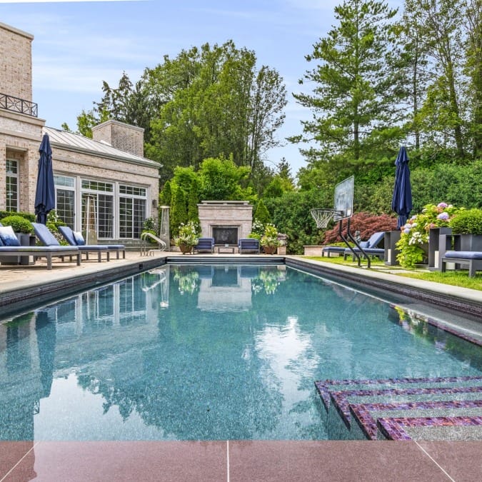 In-Ground Lap Pool with Outdoor Fireplace