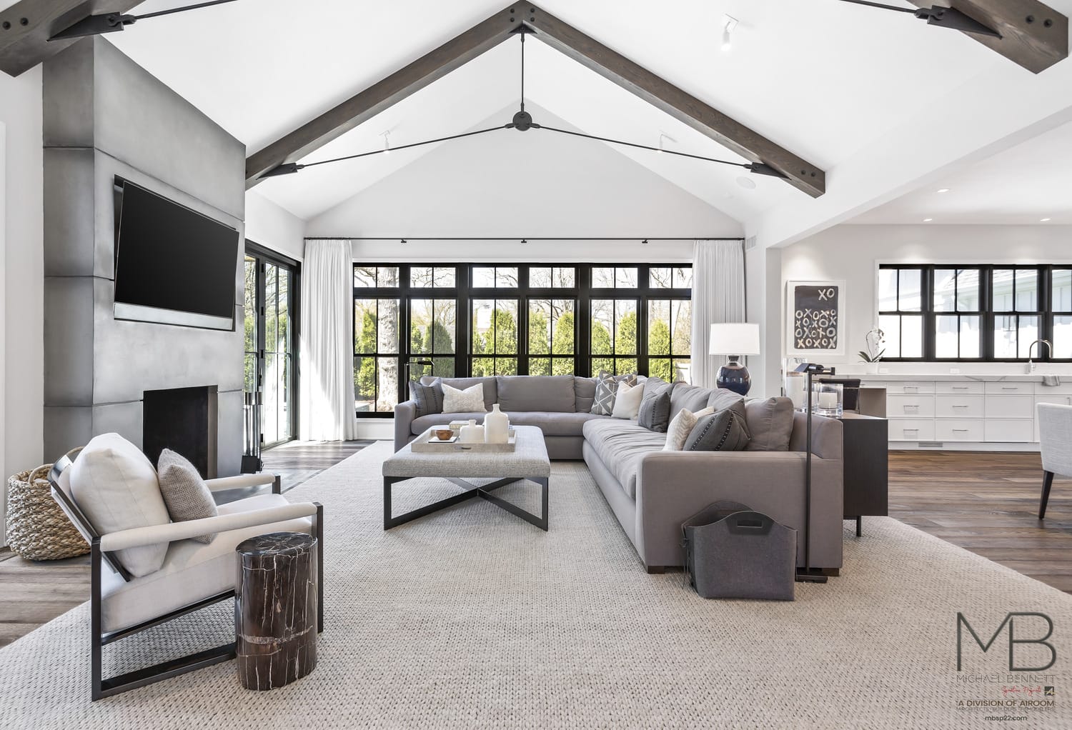 Modern Living Room With High Ceilings